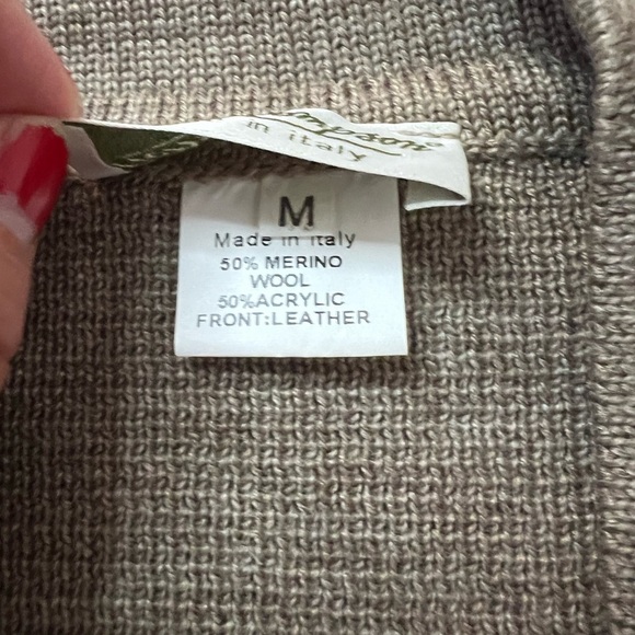 Vintage Norm Thompson Wool and Leather Cardigan Size Medium - Picture 4 of 5